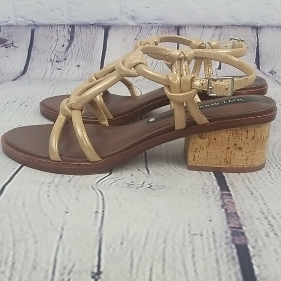 Matt Bernson gold & brown cork heel rope sandals size 8 - Picture 5 of 9